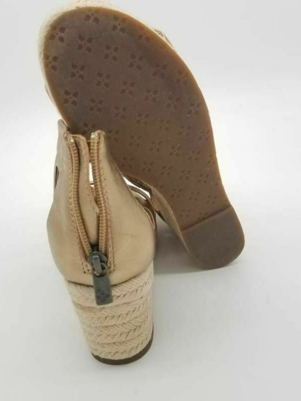 PATRICIA NASH Leather Wedge Espadrille Sandals Antique Gold 8 M US  38 EU - Picture 7 of 8